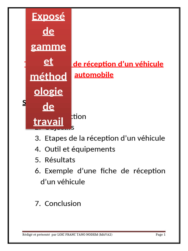 Réception d'un Véhicule Automobile | PDF | Véhicules | Voitures