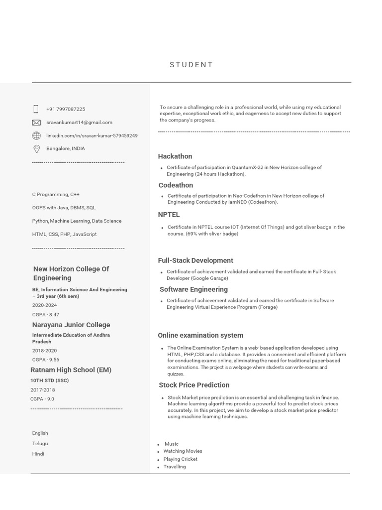 Sravankumar's Tech Skills & Projects | PDF | Databases | Computing