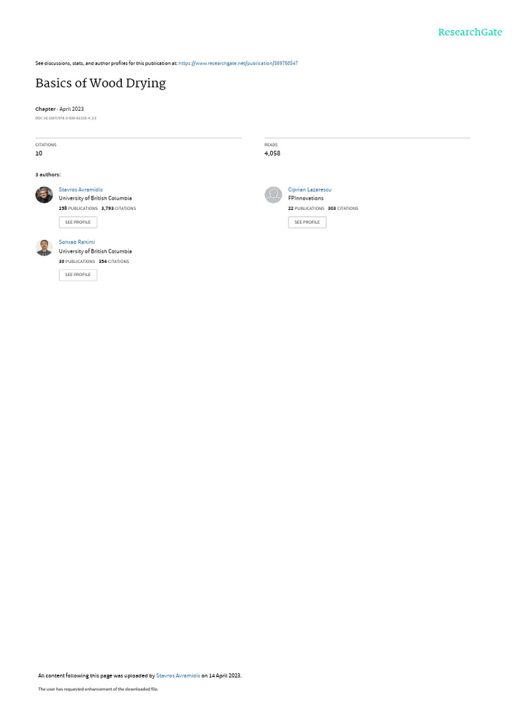 Basics of Wood Drying | PDF | Diffusion | Heat Transfer