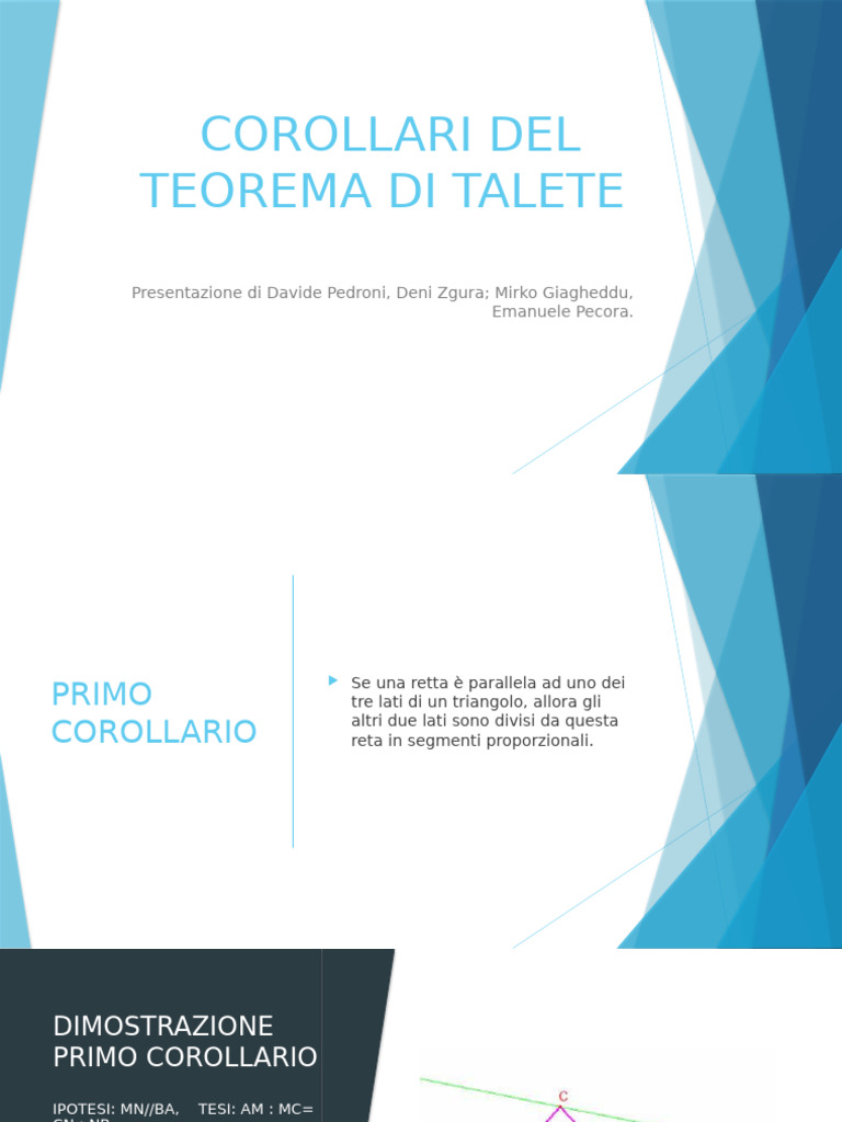 Corollari Del Teorema Di Talete | PDF