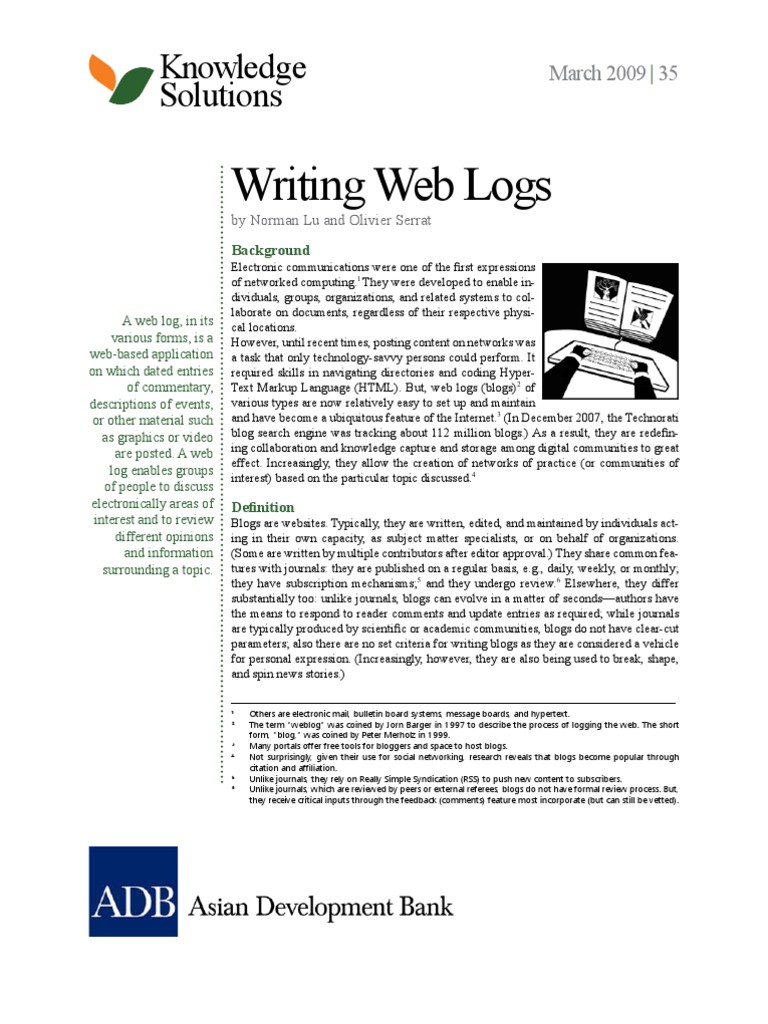 Guide to Writing Effective Web Logs | PDF | Asian Development Bank | Blog