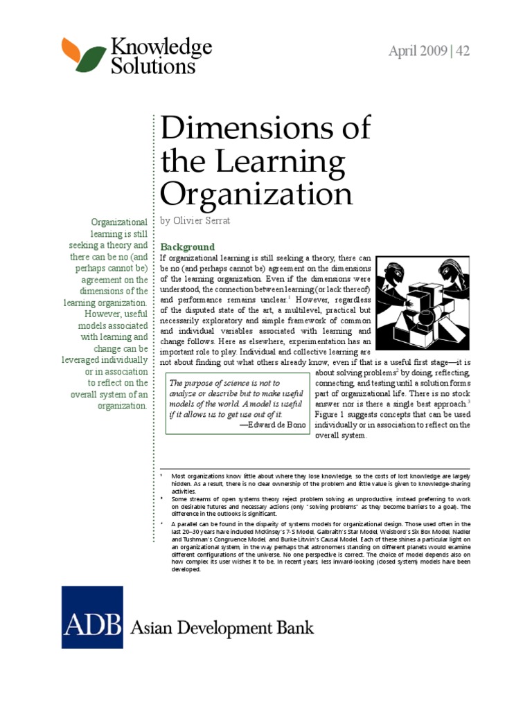 Dimensions of The Learning Organization | PDF | Asian Development Bank ...