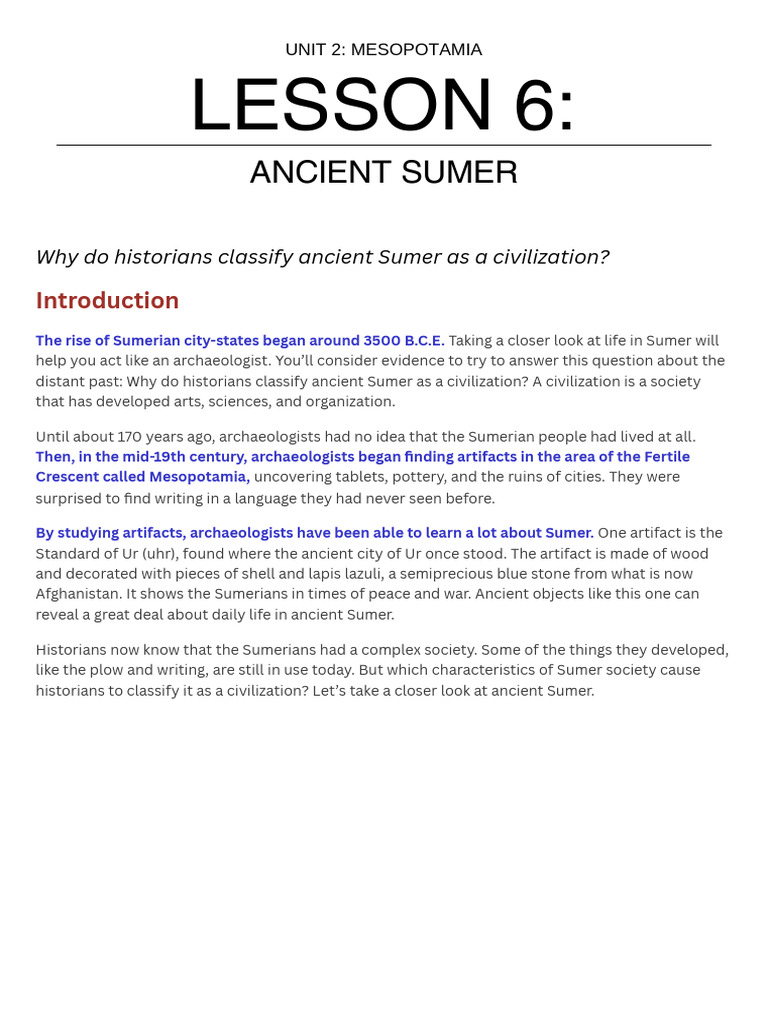 Sumer's Civilization: Food, Religion, Society | PDF | Sumer | Cuneiform