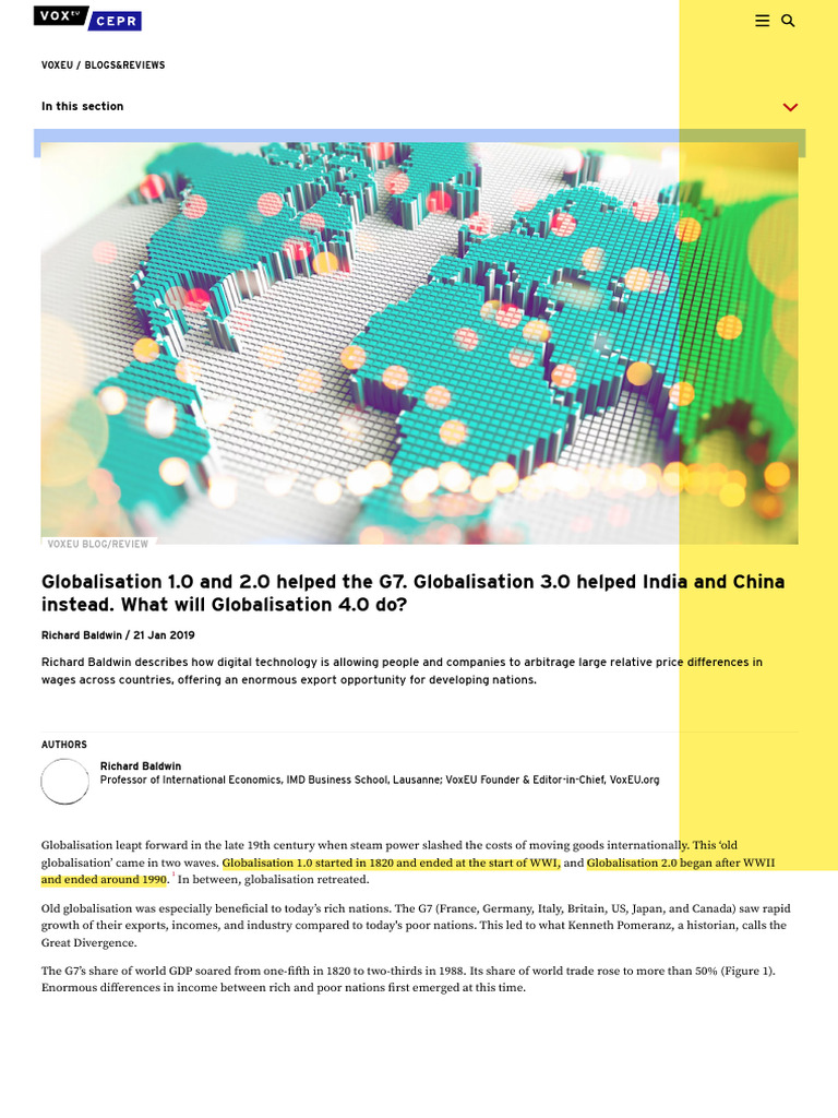 Understanding Globalisation 4.0 Dynamics | PDF