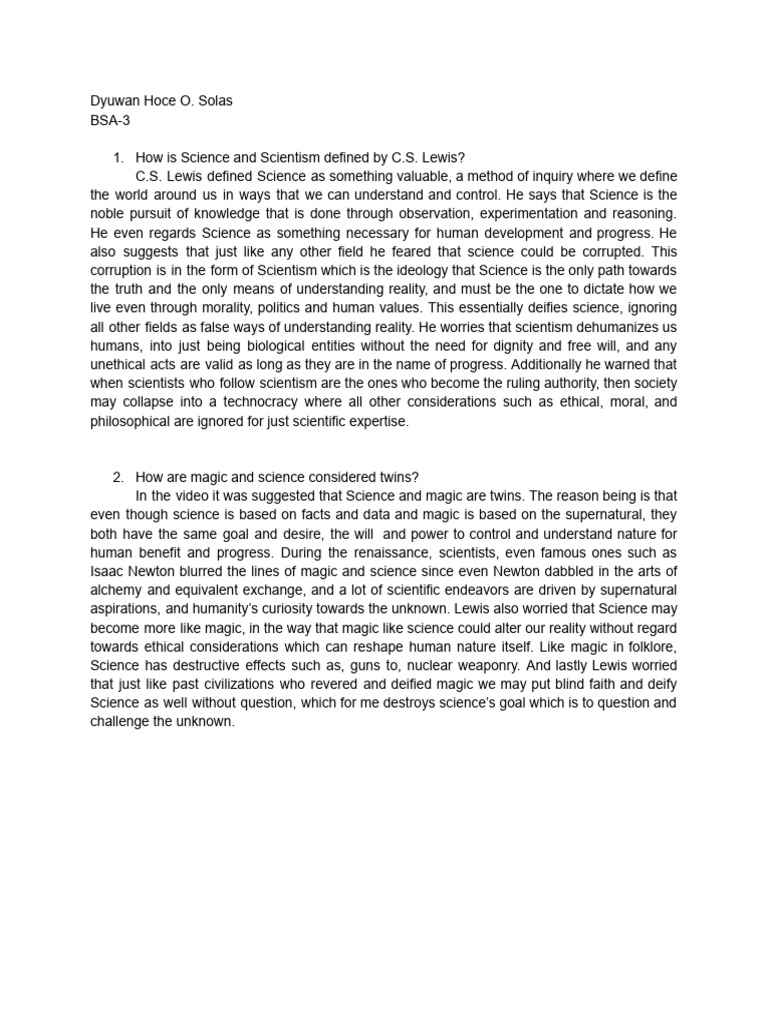 C.S. Lewis on Science and Scientism | PDF | Science | Reason