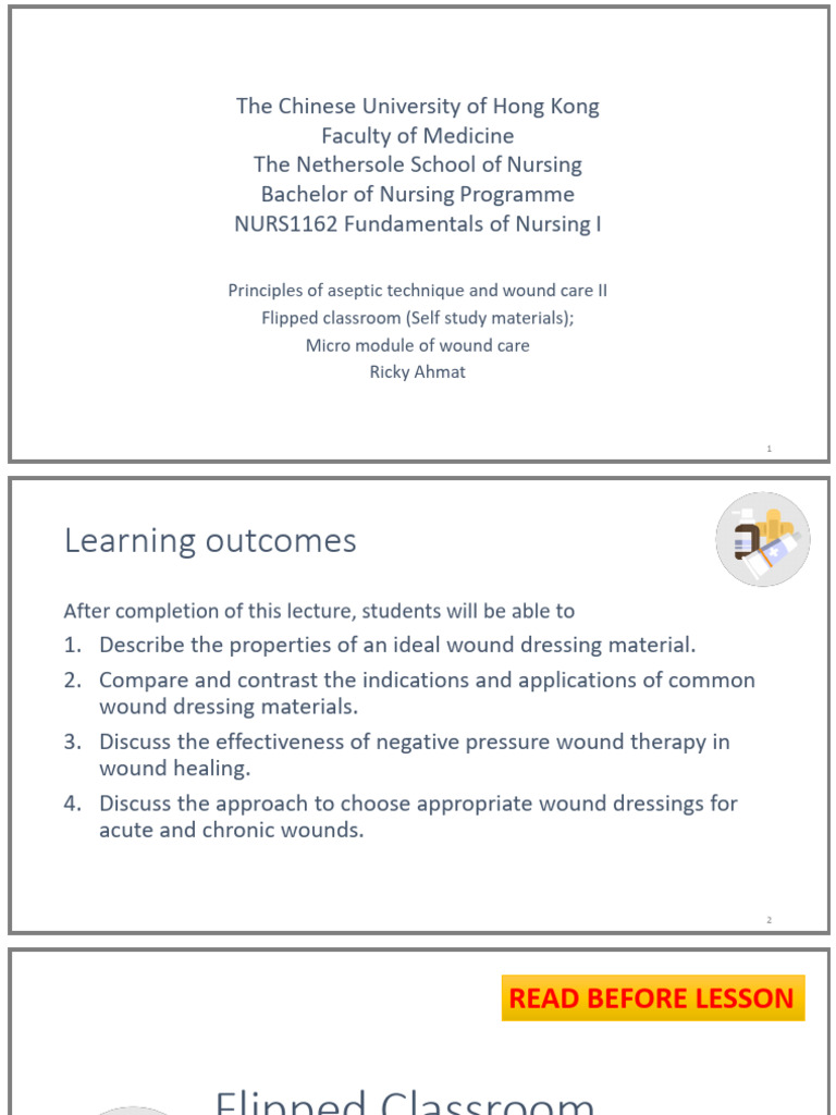 NURS1162 2223 Wound Care 2 (Flipped Classrooom) | PDF | Wound | Medical ...
