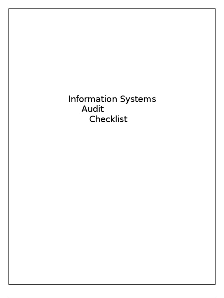 System Audit Checklist Overview | PDF | Backup | Fires