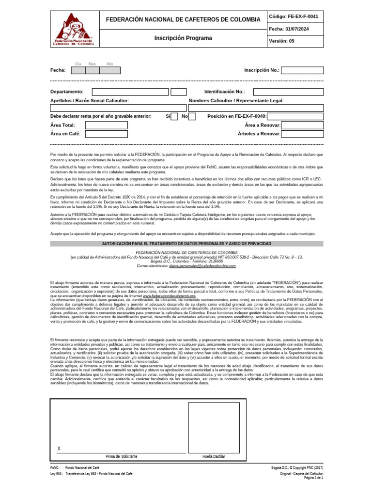 FE EX F 0041 InscripcinPrograma 31jul24 | PDF