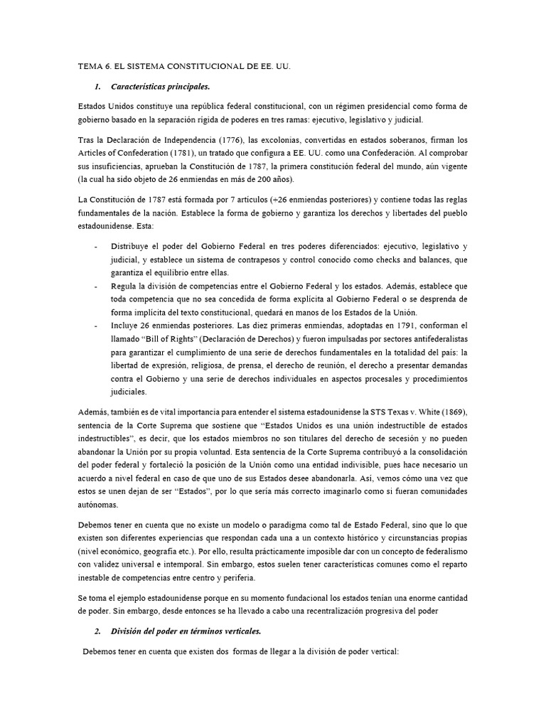 Tema 6 | PDF | Presidentes de los Estados Unidos | Gobierno americano