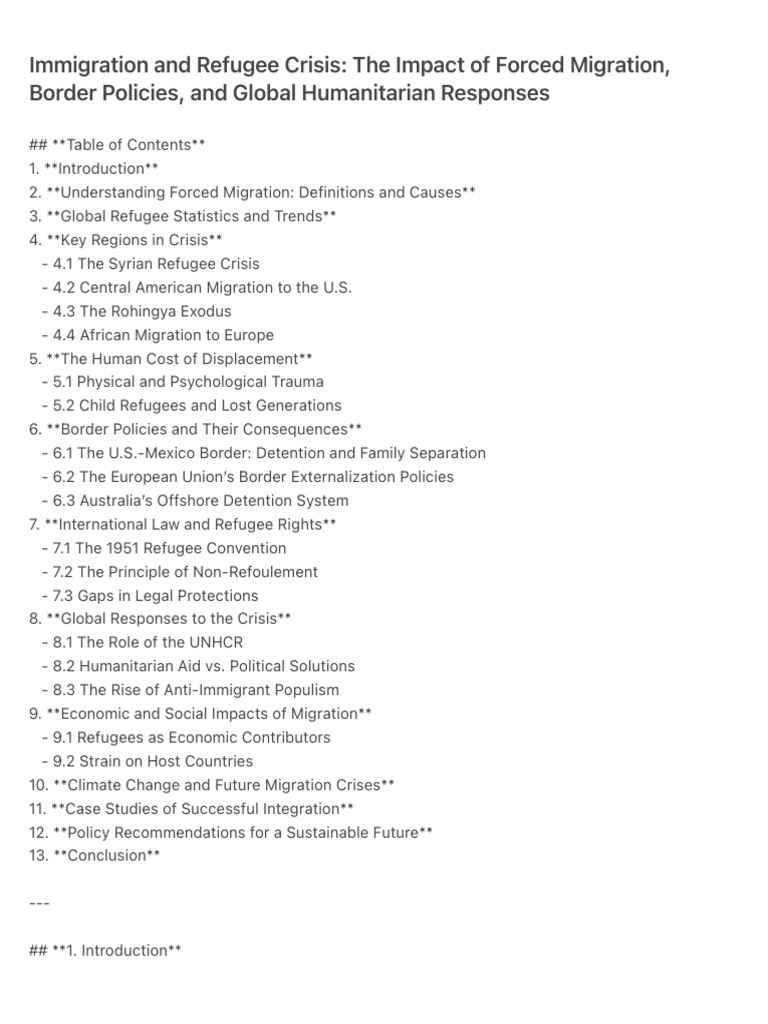 Immigration and Refugee Crisis Overview | PDF | Refugee | Internally ...