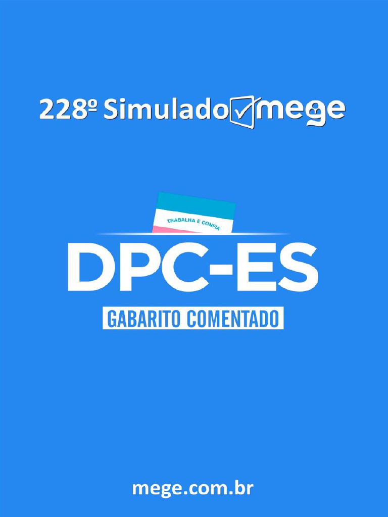 228º Simulado MEGE - DPC-ES | PDF | Crimes | Crime e Violência