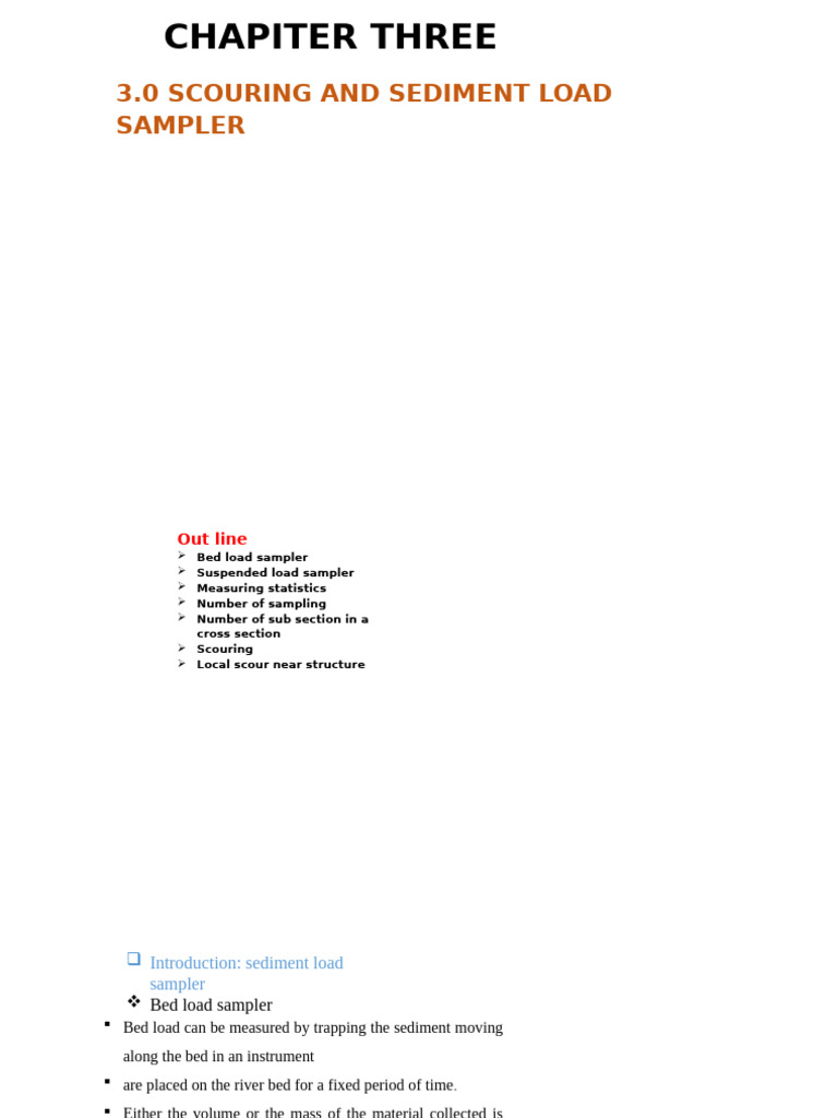 Scouring and Sediment Load Sampling Techniques | PDF | Median | Earth ...