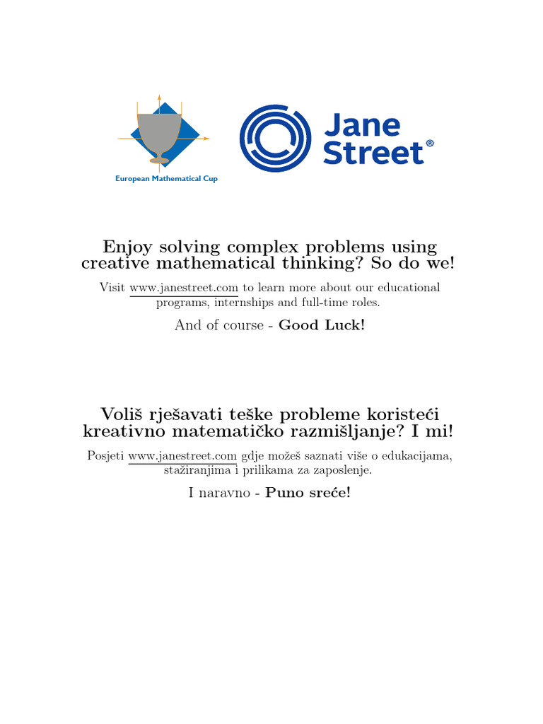 EMC Math Competition 2024 Problems | PDF | Geometry | Euclidean Geometry