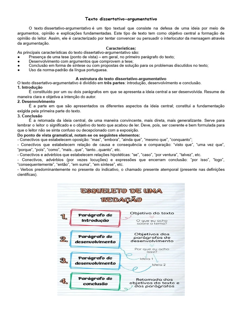 Estrutura do Texto Dissertativo-Argumentativo | PDF