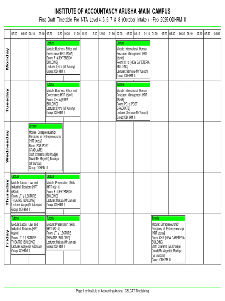 Timetable For Nta Levels 4 8 Feb 2025 Pdf Business Business