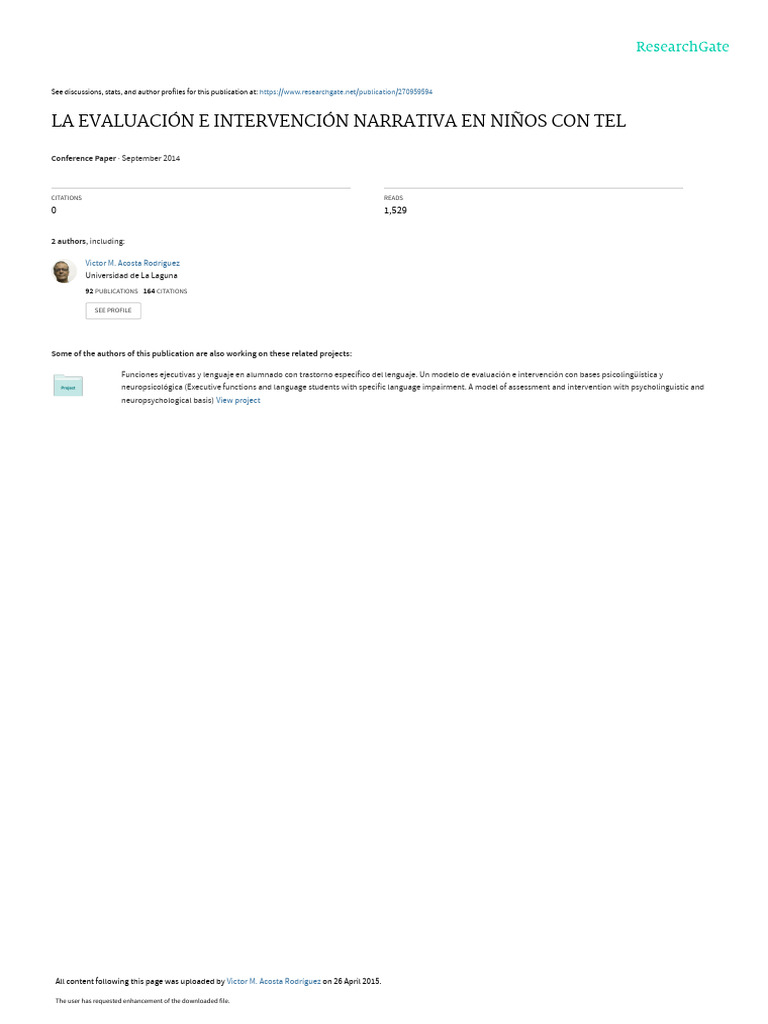 Narrative Assessment in Children with TEL | PDF