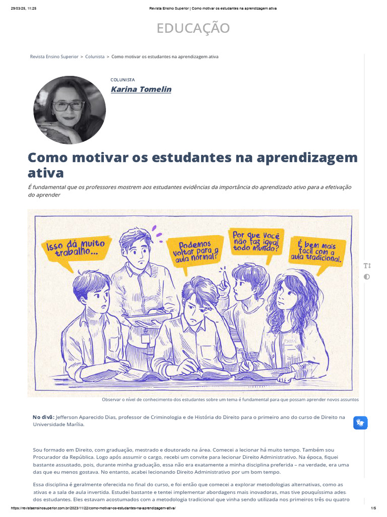 Motivação para Aprendizagem Ativa | PDF | Aprendizado | Pedagogia