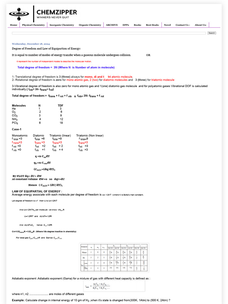 DEGREE OF FREEDOM FORMULA IN THERMODYNAMICS intelligence overview