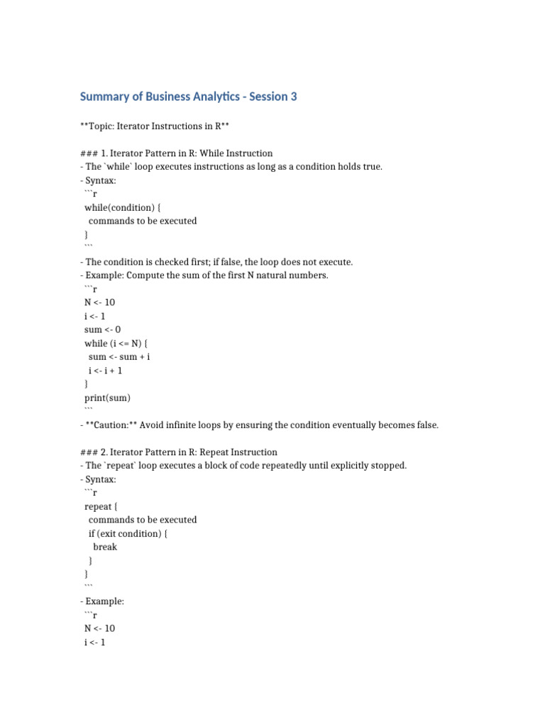 R Iterator Instructions Overview | PDF
