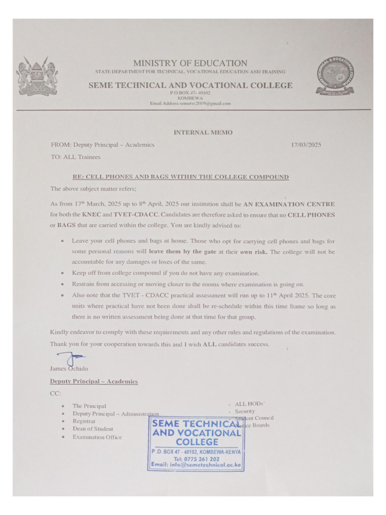 Internal Memo 17-3-25 | PDF