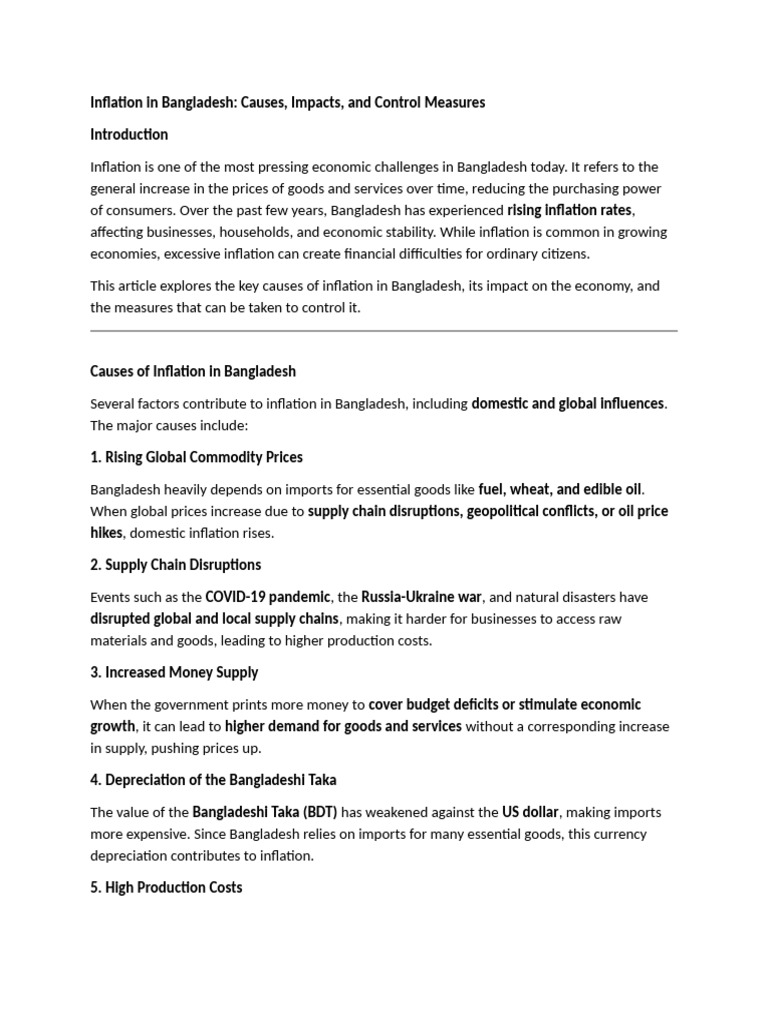 Inflation in Bangladesh | PDF | Cost Of Living | Inflation
