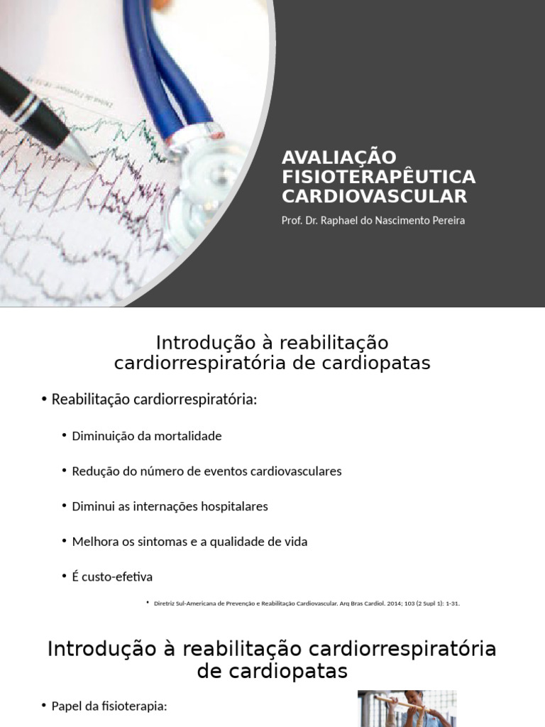 Avaliação Fisioterapêutica Cardiovascular | PDF | Coração | Sistema ...