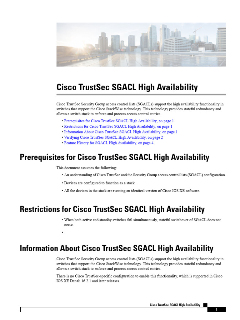 Cisco TrustSec SGACL HA Overview | PDF | Computing | Software