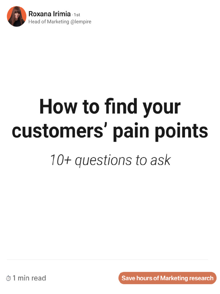 10 Questions To Find Your Customers Pain Points Pdf