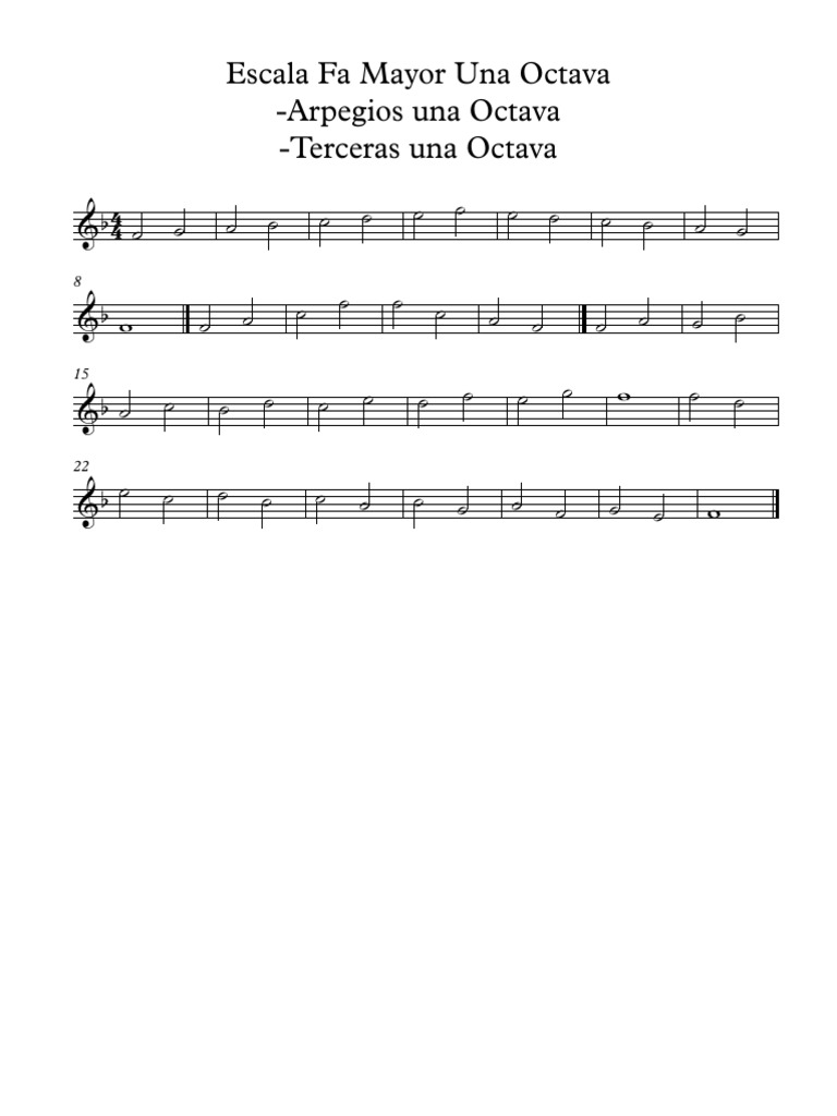 Escala Fa Mayor Arpegios Terceras | PDF