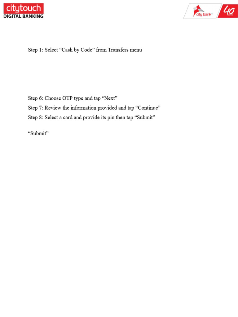 Cash by Code Transaction Guide | PDF