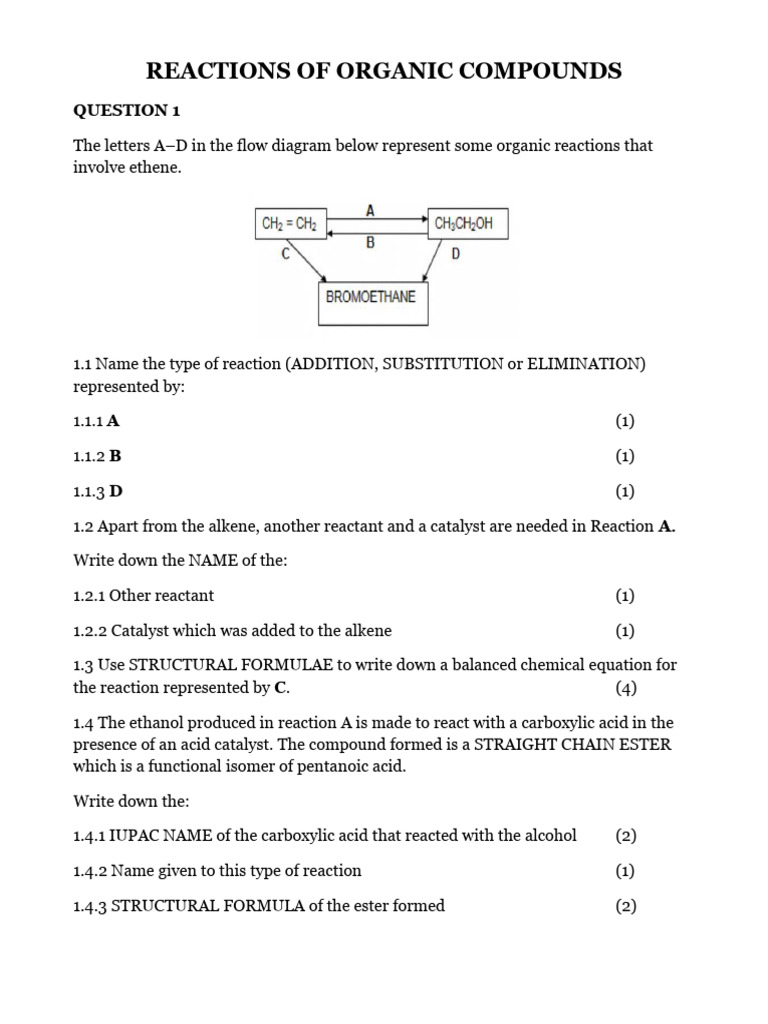 Reactions of Organic Compounds | PDF | Chemical Reactions | Polymerization