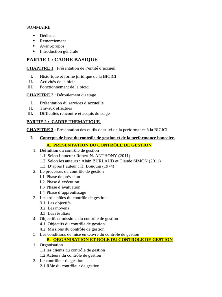Contrôle de gestion et performance BICICI | PDF | Services financiers ...