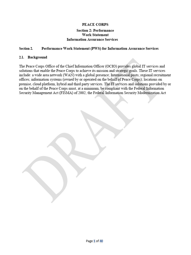Peace Corps Information Assurance Services | PDF | Computer Security ...