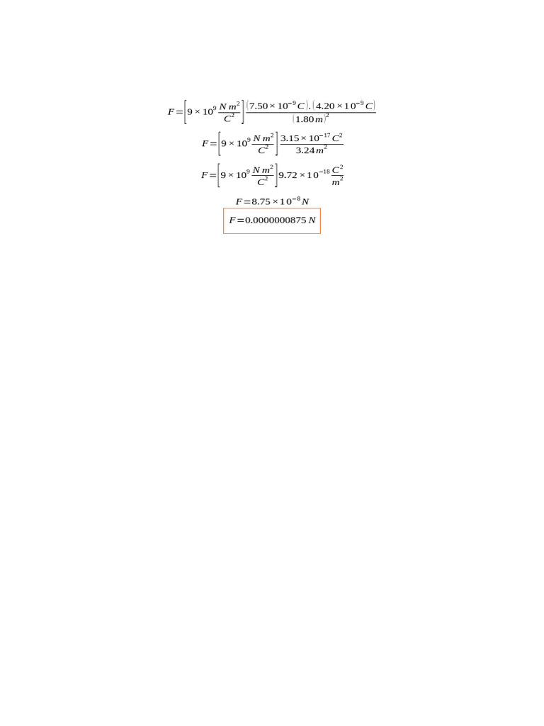 Calculating Electrostatic Force Values | PDF