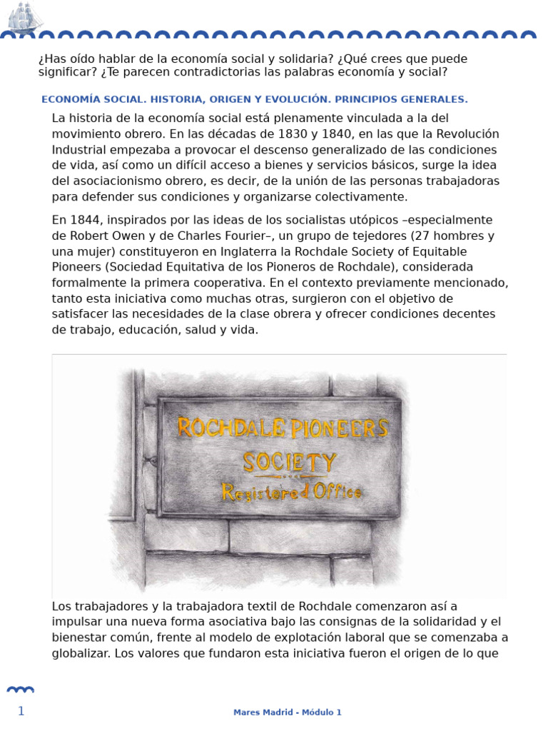 Historia y Principios de la Economía Social | PDF | Cooperativa ...