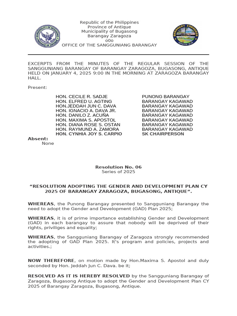 Resolution Approving Gad | PDF