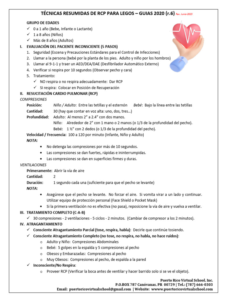 TECNICAS DE RCP RESUMIDAS – GUIAS 2020 Rev-Jun-2023 (2) | PDF ...