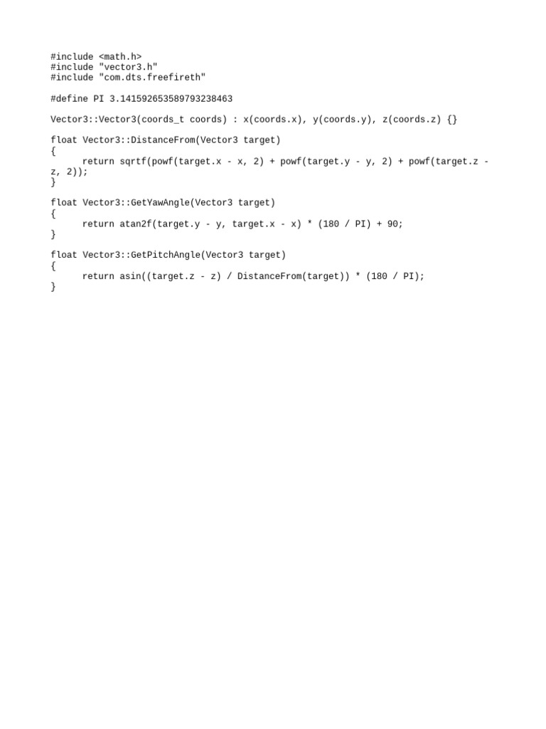 Vector3 Class for 3D Calculations | PDF