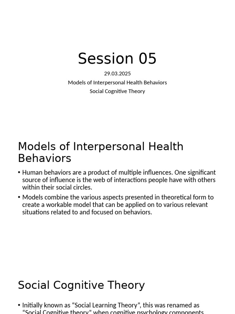 Interpersonal Health Behaviors & SCT | PDF | Behavior | Psychology