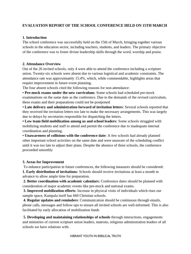 School Conference Evaluation Report | PDF | Learning