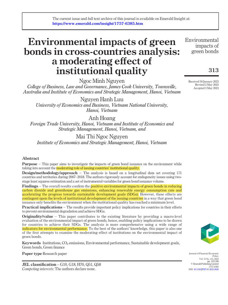 6 Environmental Impacts of Green Bonds | PDF | Bonds (Finance) | Gross ...