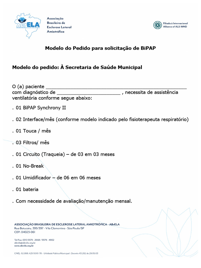 Solicitação de BiPAP para Paciente | PDF