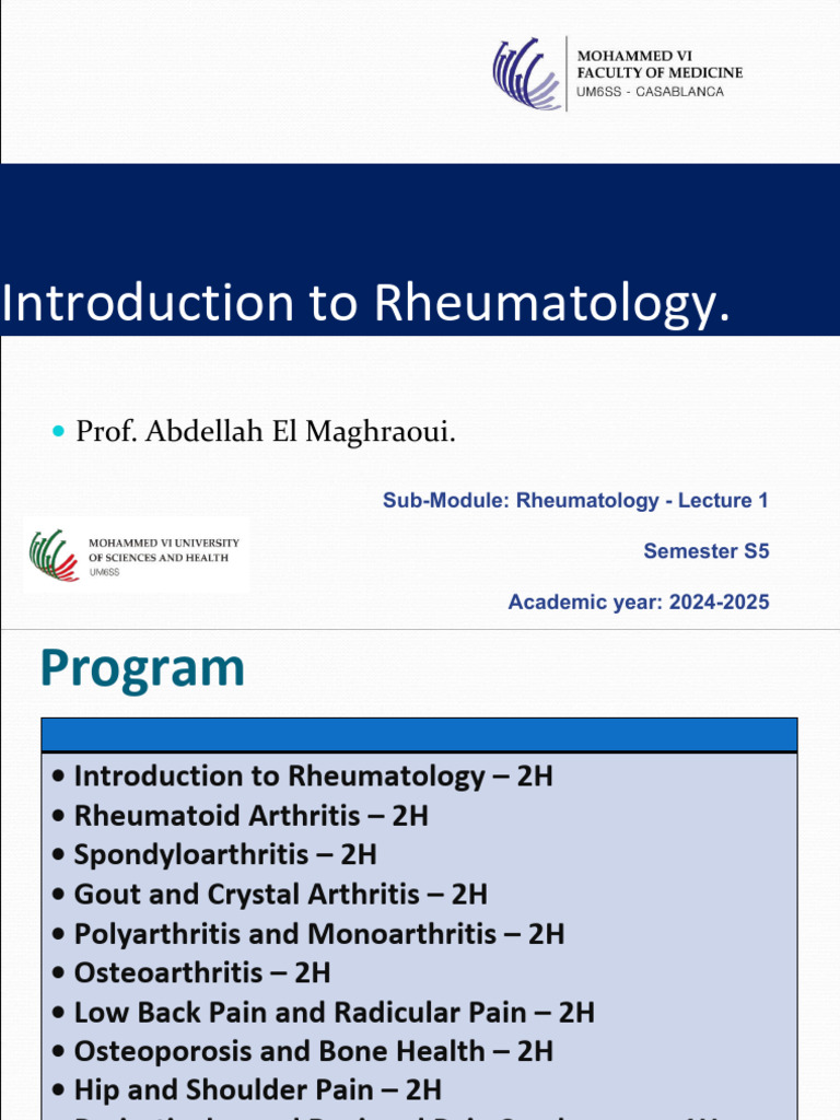 Introduction to Rheumatology Overview | PDF | Rheumatology | Rheumatoid ...