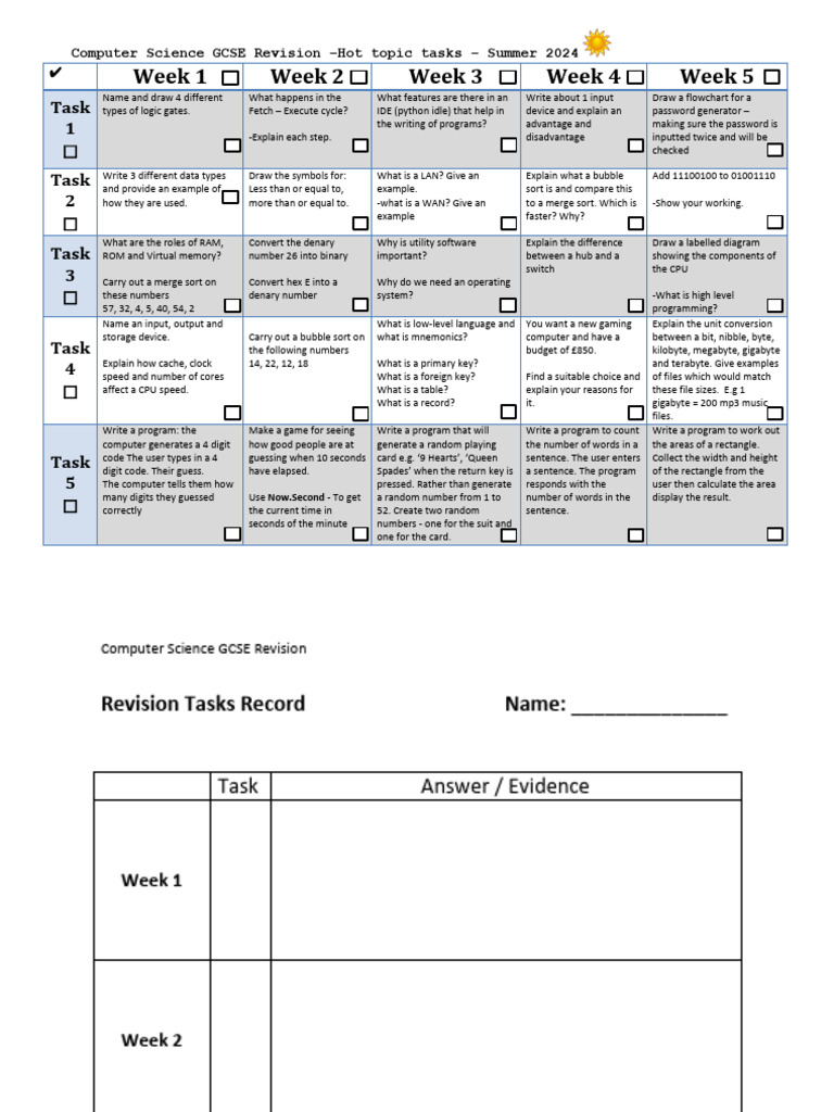 Summer Holiday Revision | PDF | Computer Data Storage | Input/Output