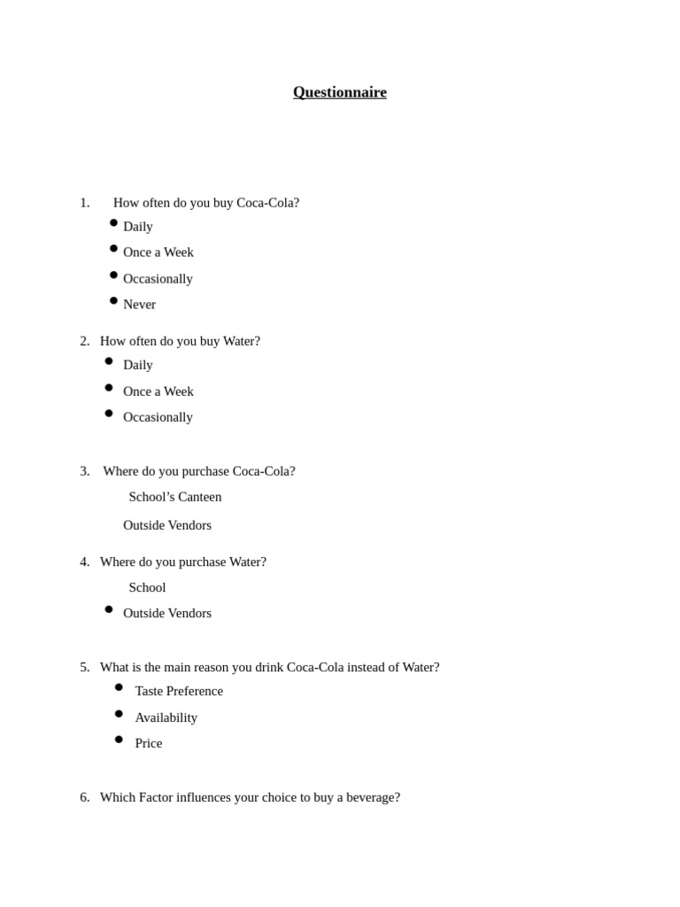 Beverage Purchase Preferences Survey | PDF