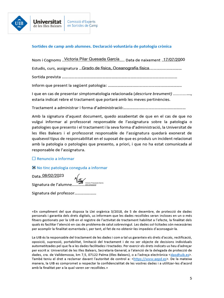 Formulari Alumnes | PDF