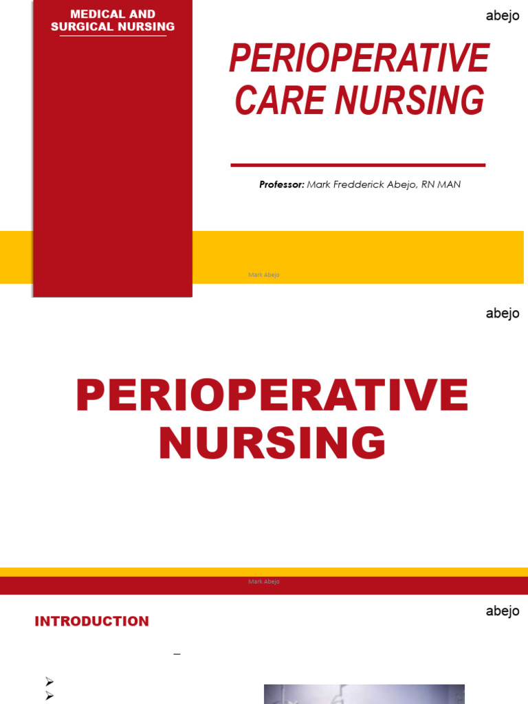 Perioperative Nursing Care Guide | PDF | Anesthesia | Surgery