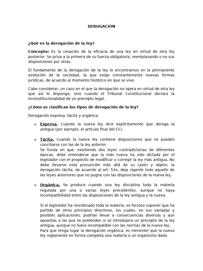 DEROGACIÓN | PDF | Estatuto | Justicia