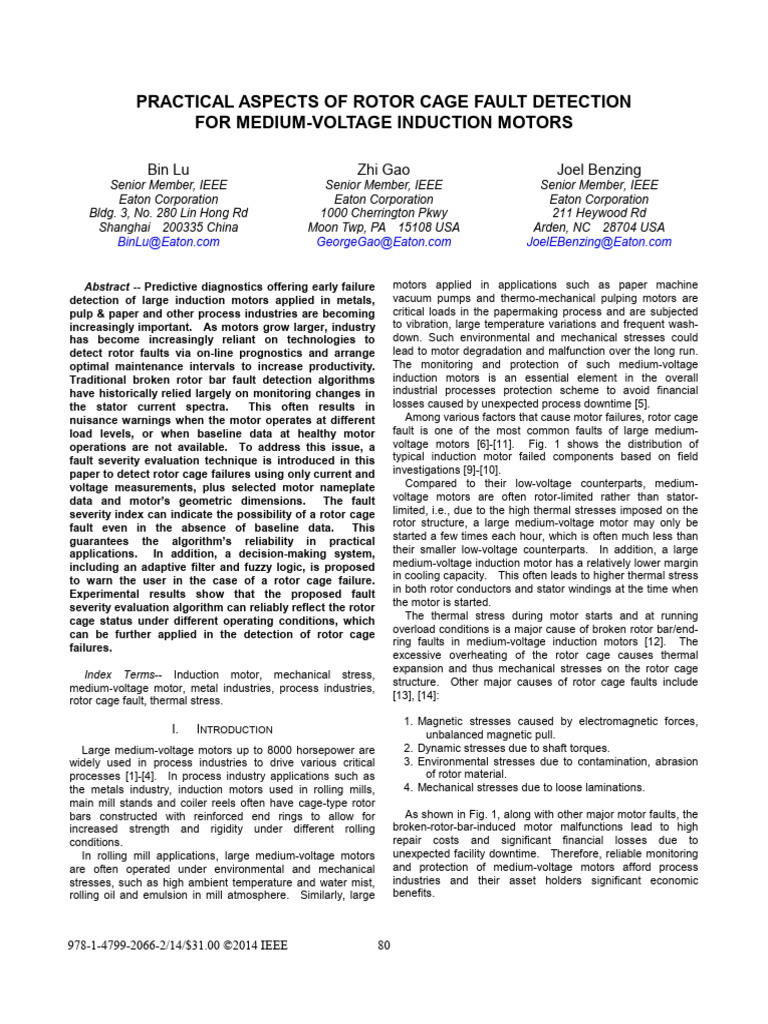 Rotor Cage Fault Detection in Motors | PDF | Electric Motor | Fast ...