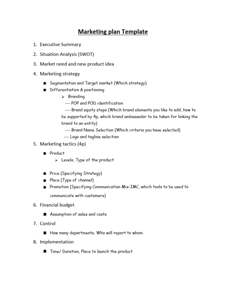 Marketing Plan Template Guide | PDF